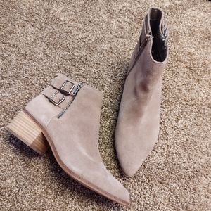 Bleeker & Bond Georgia tan studded and strappy ankle boots